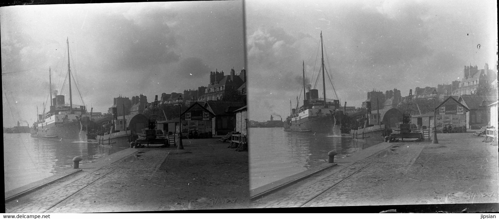 lot de 18 plaques de verre stéréo négatives 13 x 6 cm Saint Malo port Navires voiliers  -  GF maz4