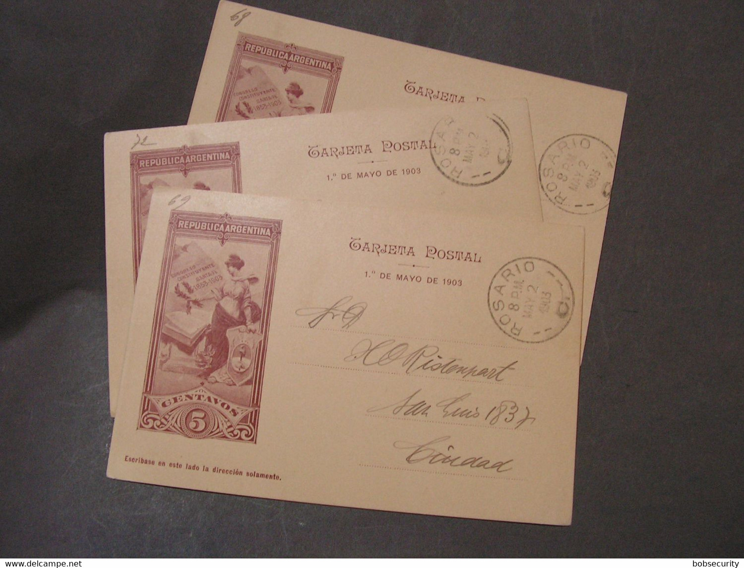 Rosari  3 Alte Karten 1903 - Postal Stationery