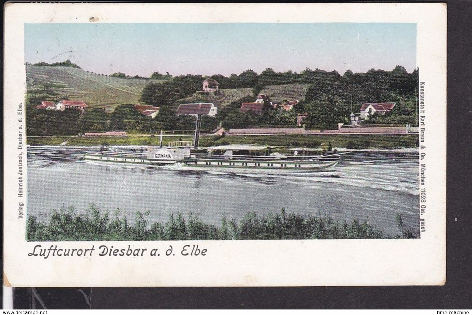 Diesbar A.d. Elbe Mit Dampfer " Germania " 1916 - Diesbar-Seusslitz