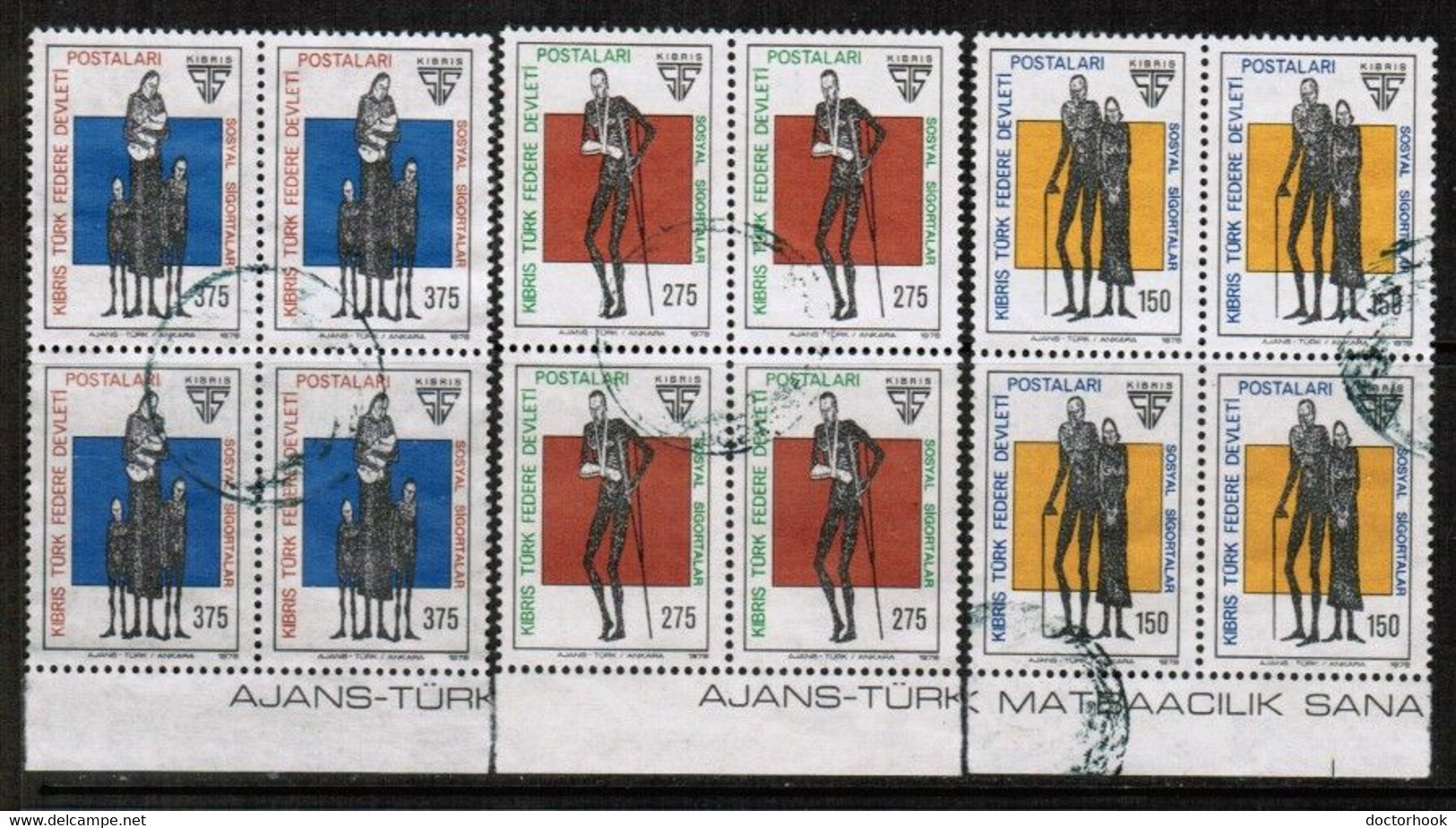 CYPRUS---Turkish  Scott # 52-4 VF USED BLOCKS Of 4 (STAMP SCAN #762) - Usados