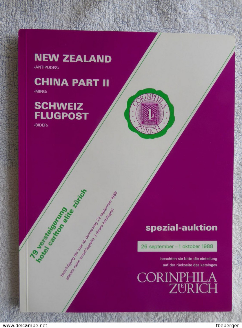 2AC Corinphila 76&79 Auction 1987/88: China In Two Parts 'Ming'; & New Zealand 'Antipodes' & Switzerland Airmail 'Bider - Other & Unclassified