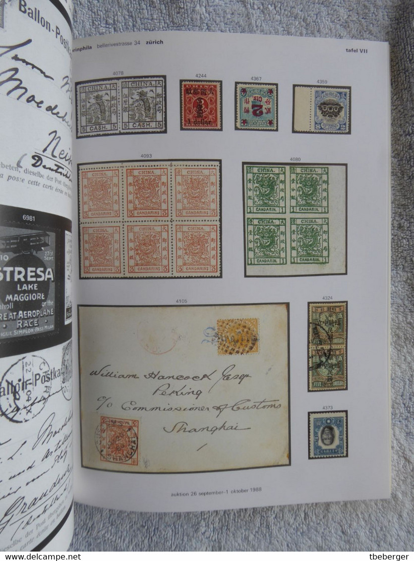 2AC Corinphila 76&79 auction 1987/88: China in two parts 'Ming'; & New Zealand 'Antipodes' & Switzerland airmail 'Bider