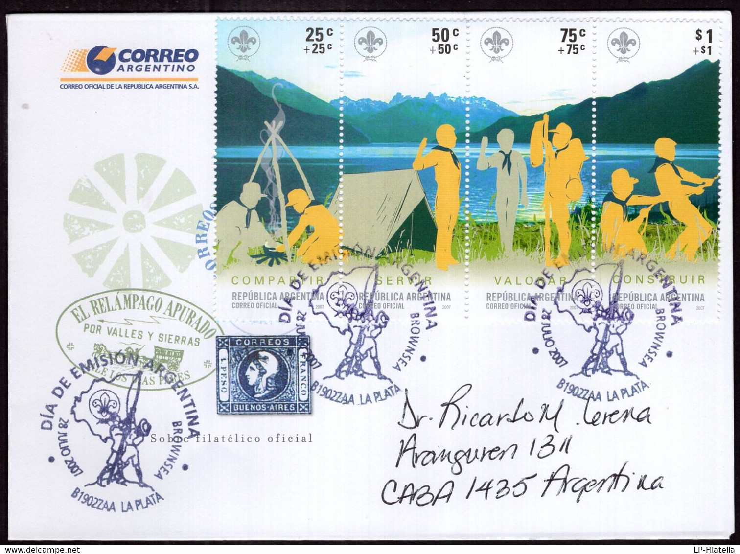 Argentina - 2007 - FDC - Lettre - Centenaire Du Mouvement Scout - Andere & Zonder Classificatie