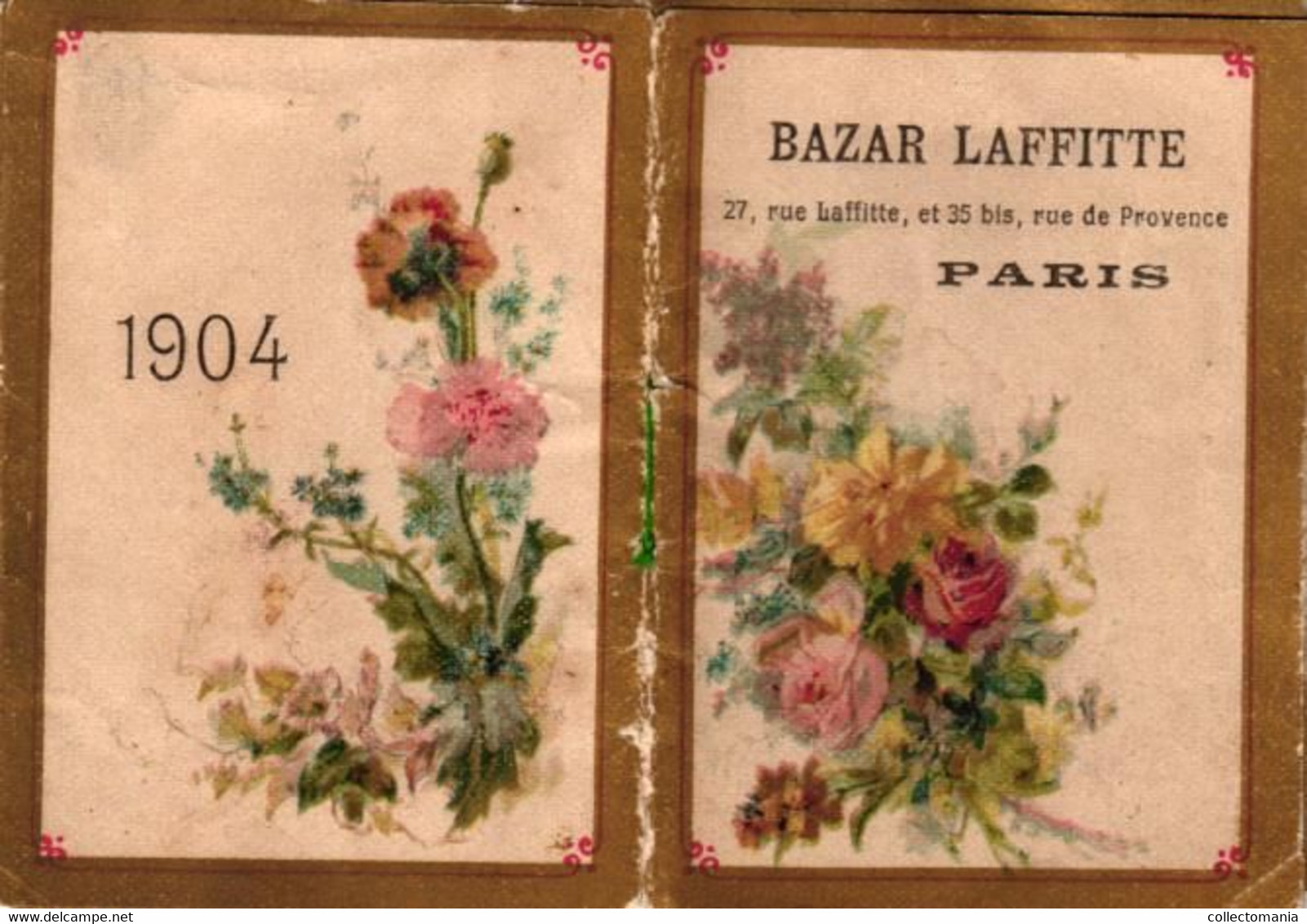 1 Carnet Booklet Calendrier 1904  Bazar Laffitte Dictionnaire Plantes Narcisse Girofle Tulipes Iris Pavot CHISANTEME - Small : 1901-20