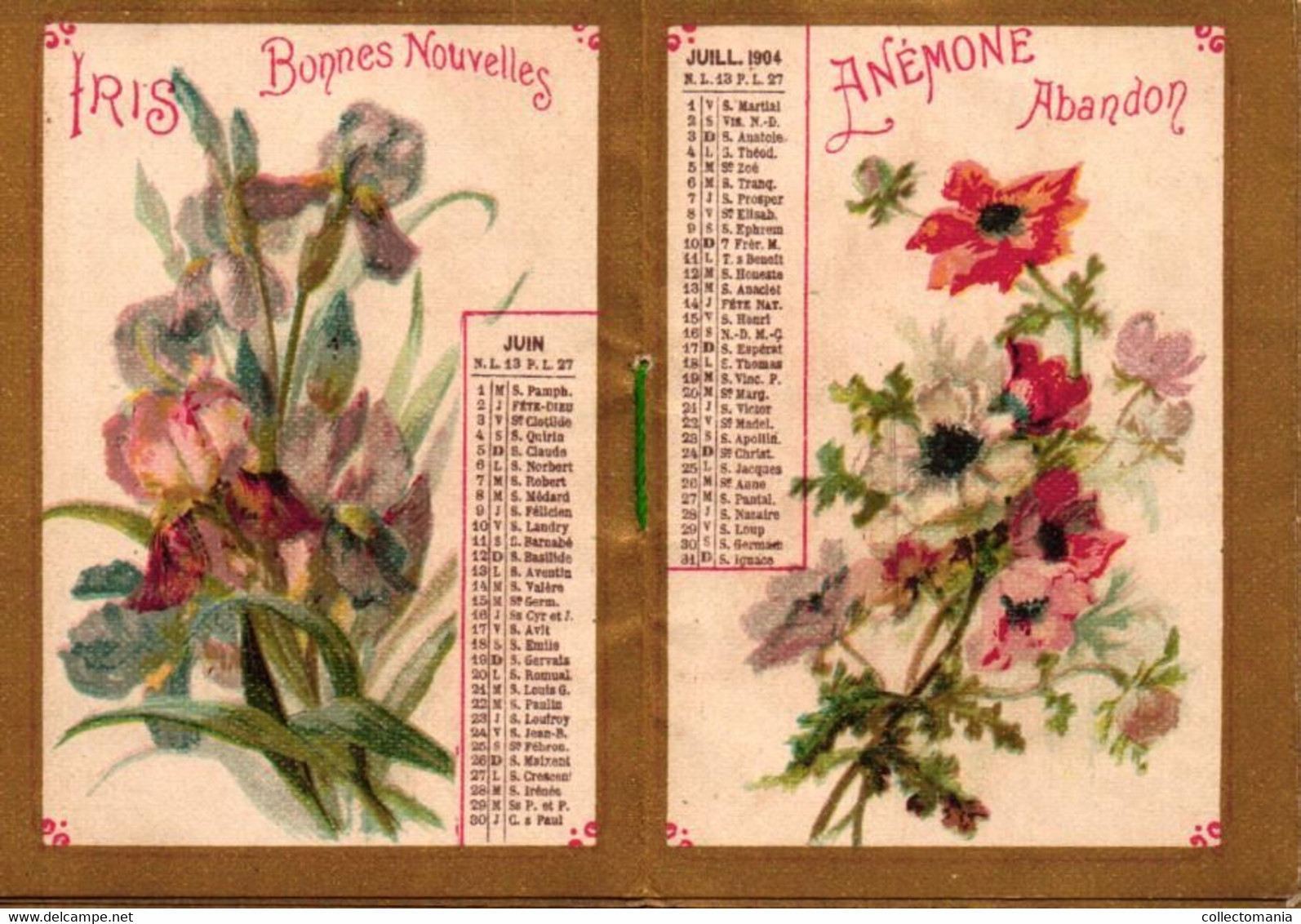 1 Carnet Booklet Calendrier 1904  Bazar Laffitte Dictionnaire Plantes Narcisse Girofle Tulipes Iris Pavot CHISANTEME - Petit Format : 1901-20
