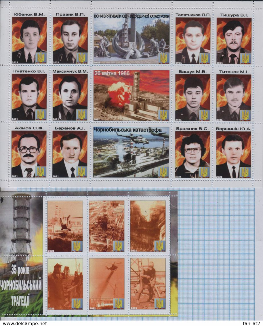 UKRAINE Private Issue Vignettes 35 Years Of The Accident At The Chernobyl Nuclear Power Plant. Firefighters Heroes. 2021 - Ukraine
