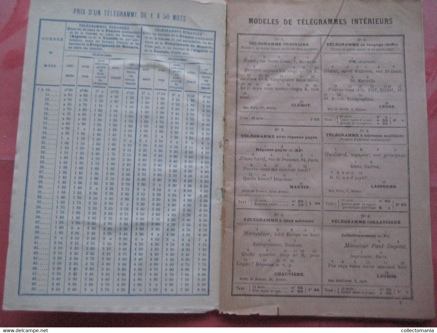 Calendrier Almenach c1893 Indicateurs et Nomenclature Télégraphiques & TELEPHONE de France et colonies 21cmX14cm