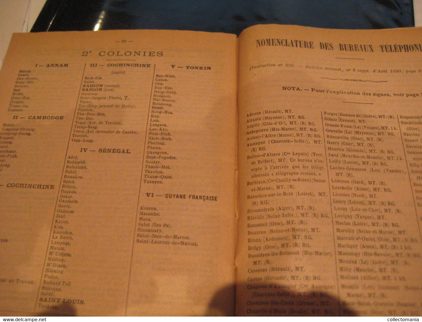 Calendrier Almenach c1893 Indicateurs et Nomenclature Télégraphiques & TELEPHONE de France et colonies 21cmX14cm