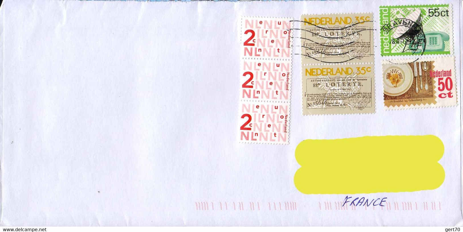 Netherlands / Pays-Bas 2012, Telecommunication / Lottery / Letter To France / Circulated Cover - Briefe U. Dokumente