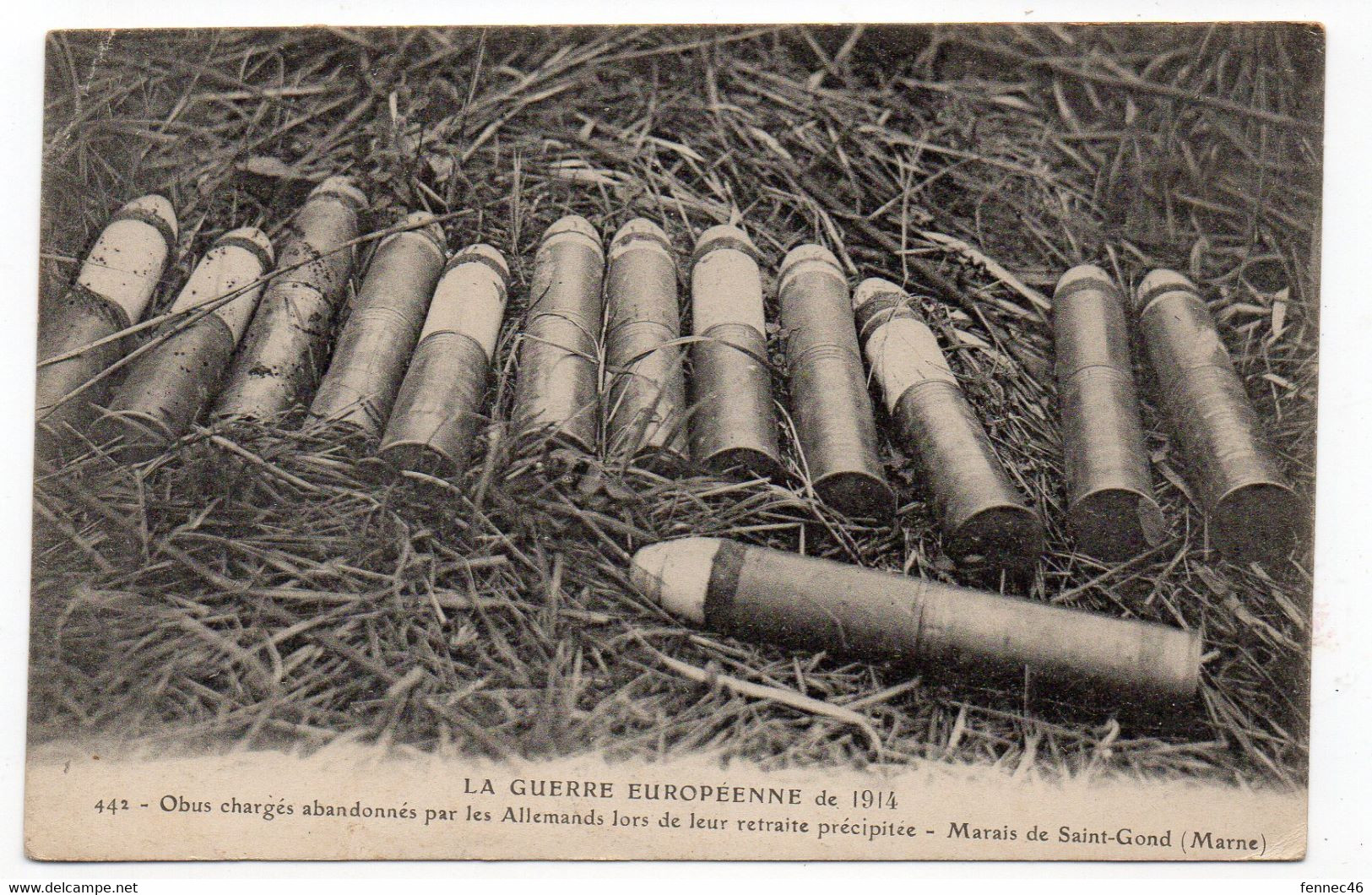 GUERRE...de 1914 - Obus Chargés Abandonnés Par Les Allemands Lors De Leur Retraite Précipitée - Marais De St-GOND(S117) - Materiale