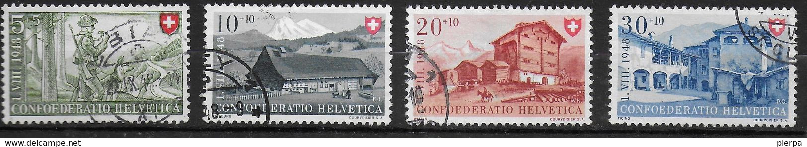 SVIZZERA - 1948 - PRO PATRIA - FESTA NAZIONALE - SERIE 4 VALORI - USATA (YVERT 457/460 - MICHEL 508\511) - Otros & Sin Clasificación