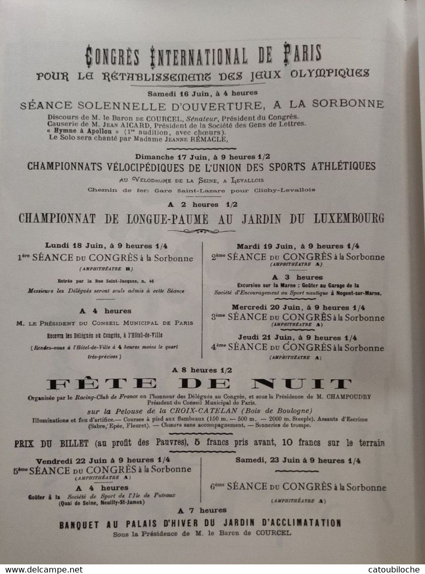 1894 COMITÉ INTERNATIONAL OLYMPIQUE - CONGRÈS INTERNATIONAL ATHLÉTIQUE DE PARIS - VOIR LOIN