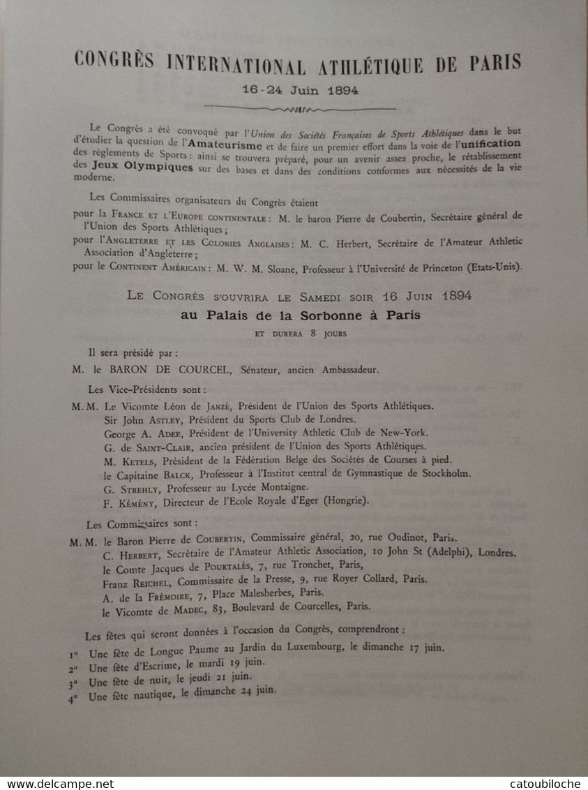 1894 COMITÉ INTERNATIONAL OLYMPIQUE - CONGRÈS INTERNATIONAL ATHLÉTIQUE DE PARIS - VOIR LOIN