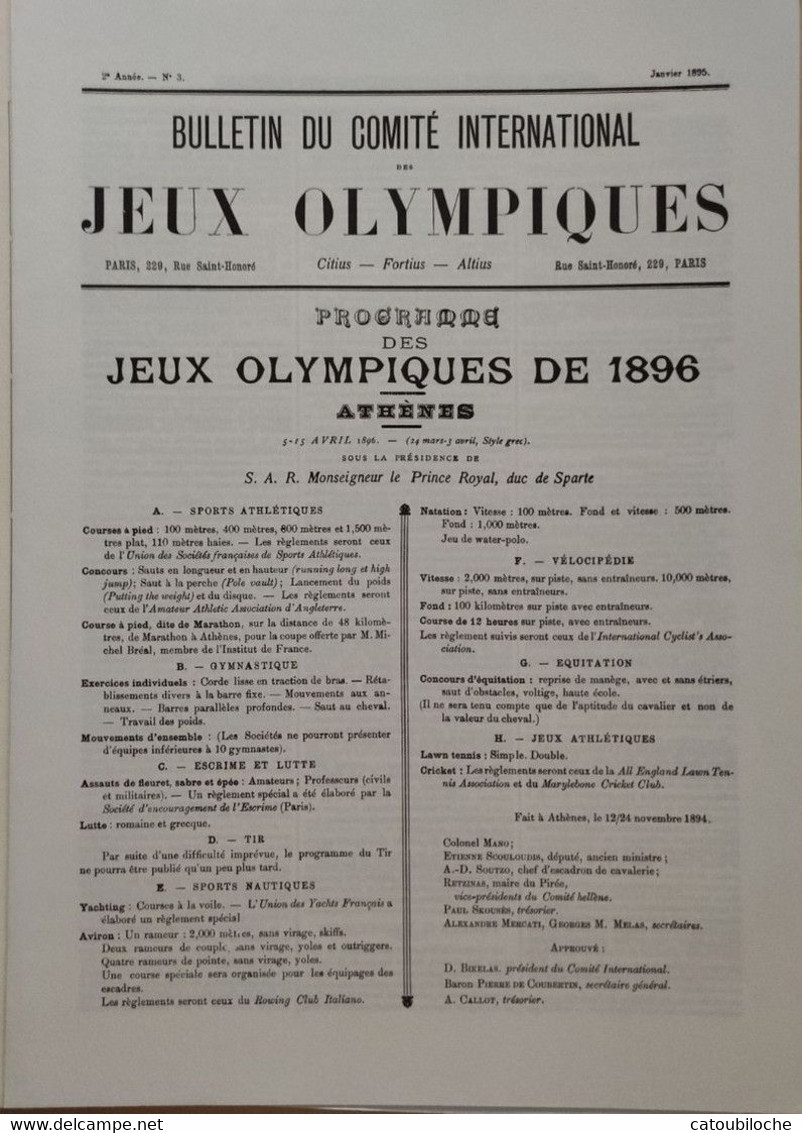 1894 COMITÉ INTERNATIONAL OLYMPIQUE - CONGRÈS INTERNATIONAL ATHLÉTIQUE DE PARIS - VOIR LOIN