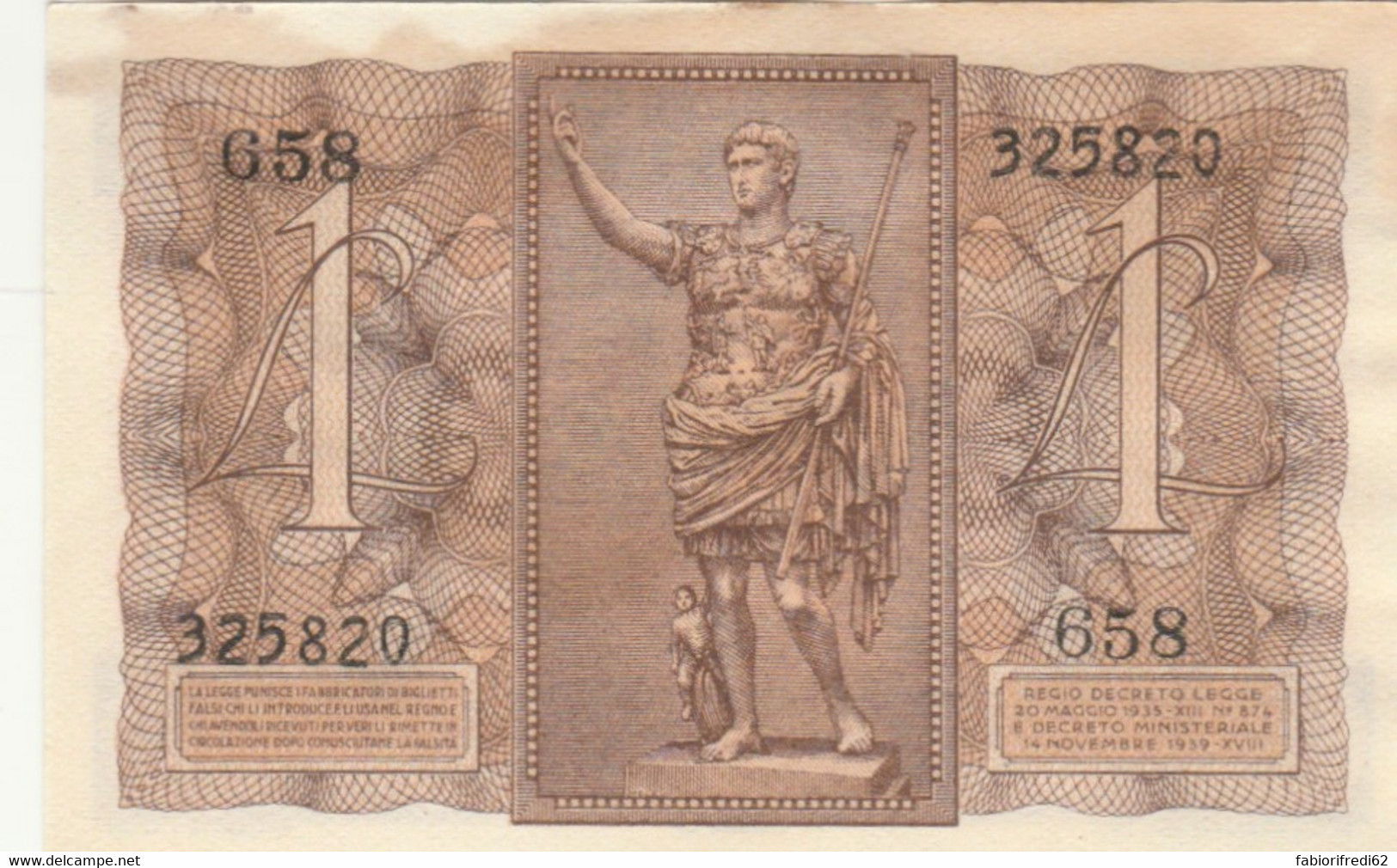 BANCONOTA BIGLIETTO DI STATO LIRE 1 (difetti Stampa-macchie) UNC (MK829 - Italia – 1 Lira