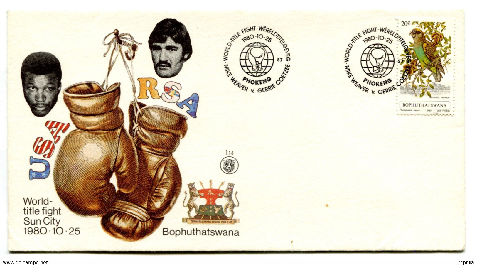 RC 20893 BOPHUTHATSWANA  SPORT BOXE ET OISEAU FDC 1er JOUR TB - Bofutatsuana