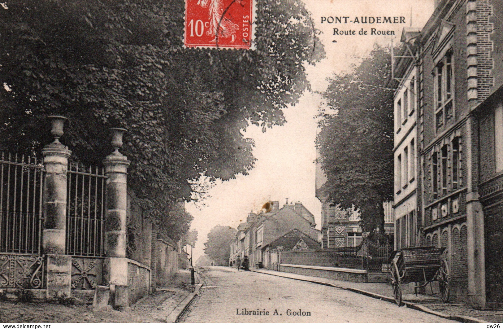 Pont-Audemer (Eure) Route De Rouen - Librairie A. Godon - Carte De 1909 - Pont Audemer