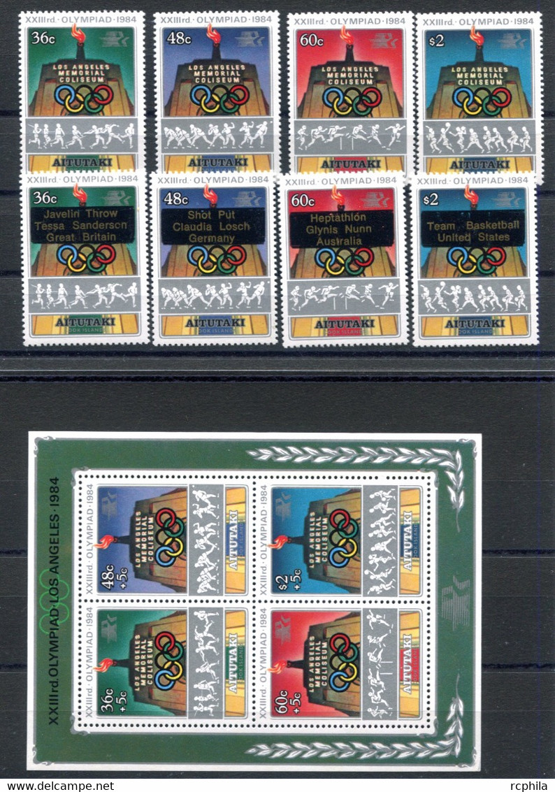 RC 20896 AITUTAKI COTE 21,25€ N° 400 / 407 + BF 49  SPORT JEUX OLYMPIQUES DE LOS ANGELES 1984 NEUF ** MNH TB - Aitutaki