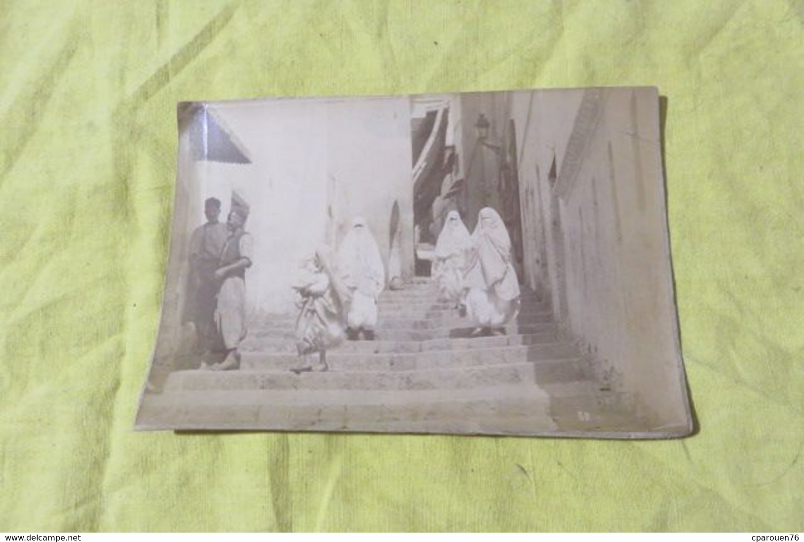 Photo Ancienne Vers 1890 La Rue Du  Palmier Animée Alger Algérie Maghreb Fatma - Antiche (ante 1900)