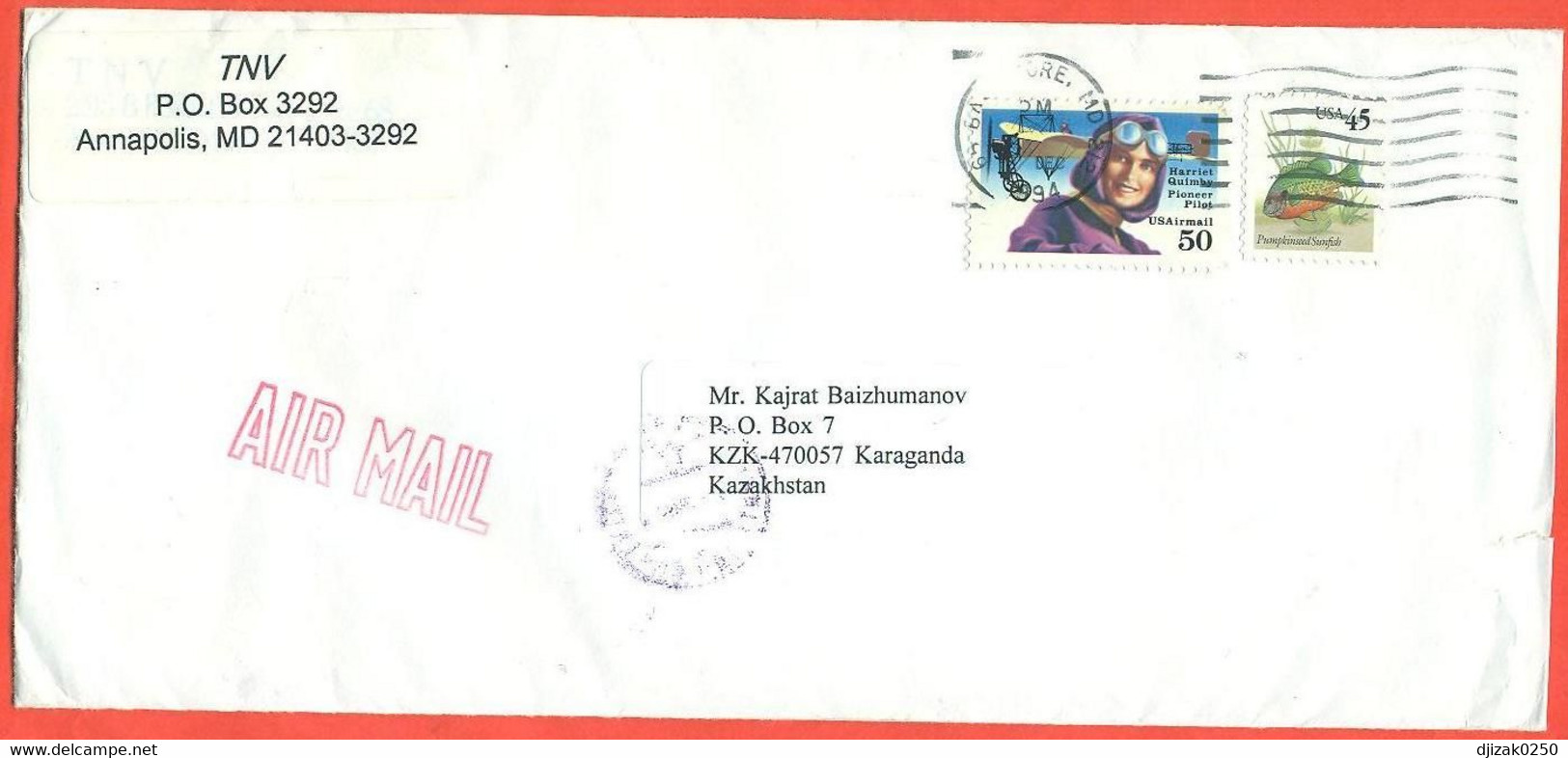 United States 1994. The Envelope  Passed The Mail. Airmail. - Covers & Documents