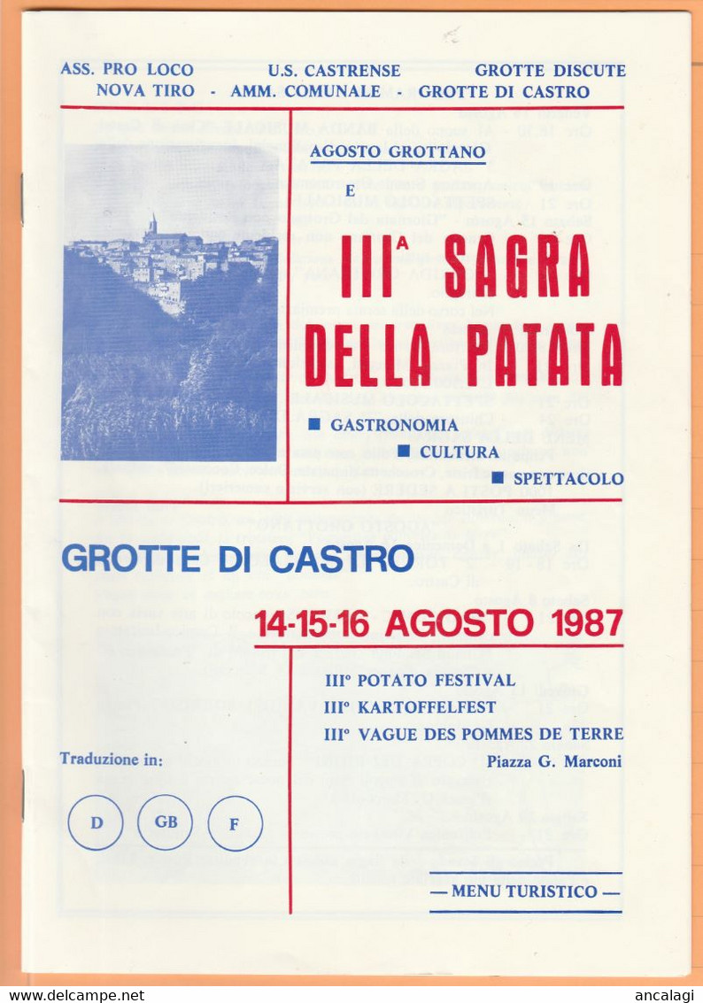 LIBRI 1693A - GROTTE DI CASTRO (VT) - III^ Sagra Della Patata, Agosto 1987 - Turismo, Viajes