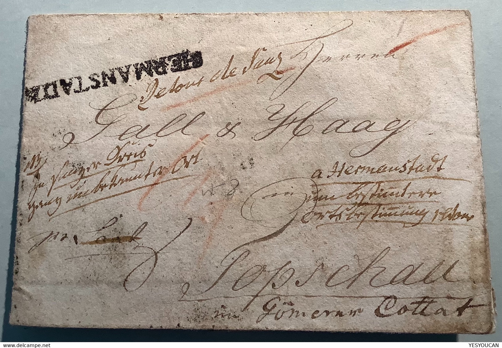 HERMANSTADT RARE RETOUR 1830 Pre-Stamp Cover(Romania Sibiu Hermannstadt Siebenbürgen Österreich Vorphilatelie Brief - ...-1850 Vorphilatelie