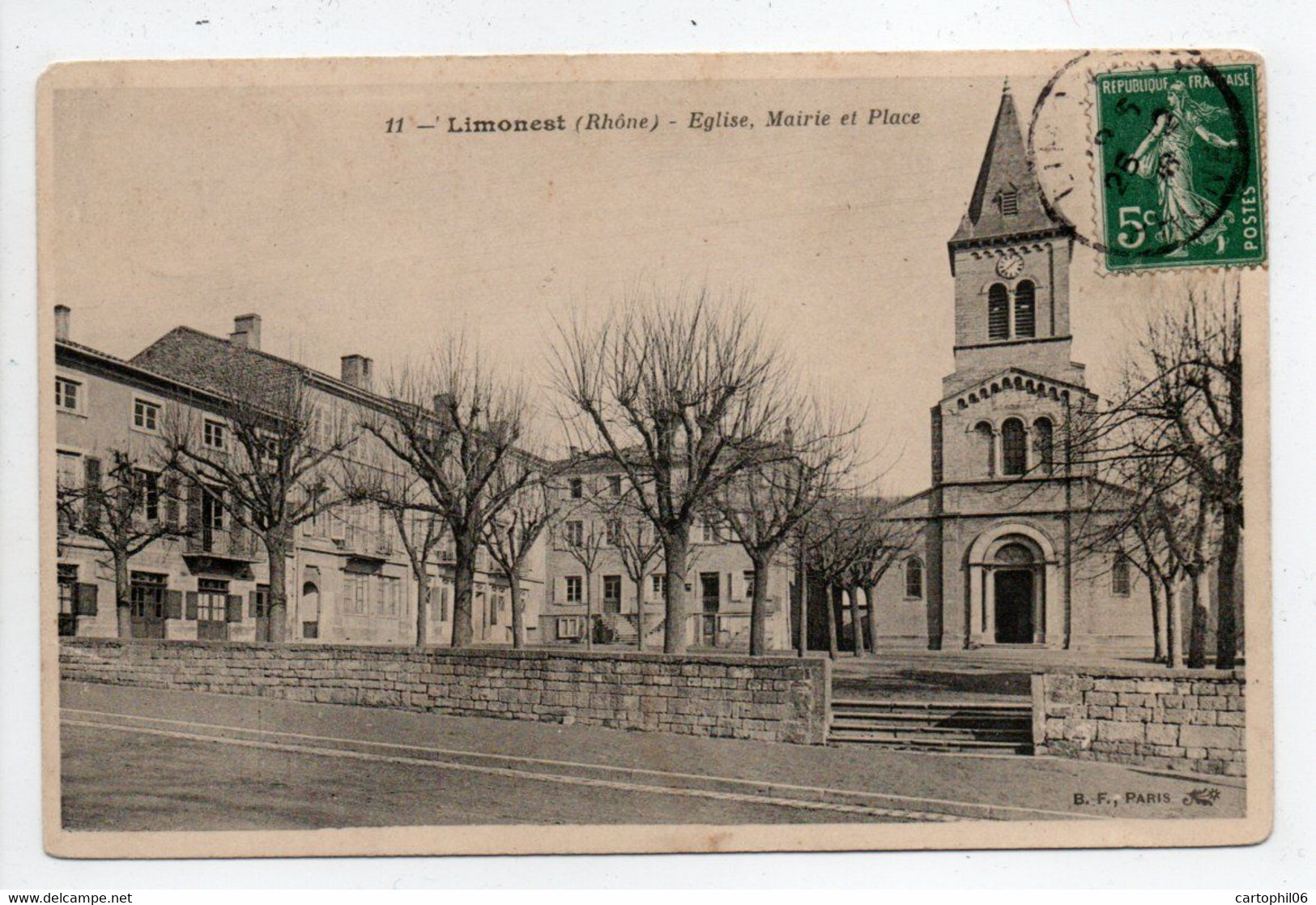 - CPA LIMONEST (69) - Eglise, Mairie Et Place 1908 - Edition B. F. N° 11 - - Limonest