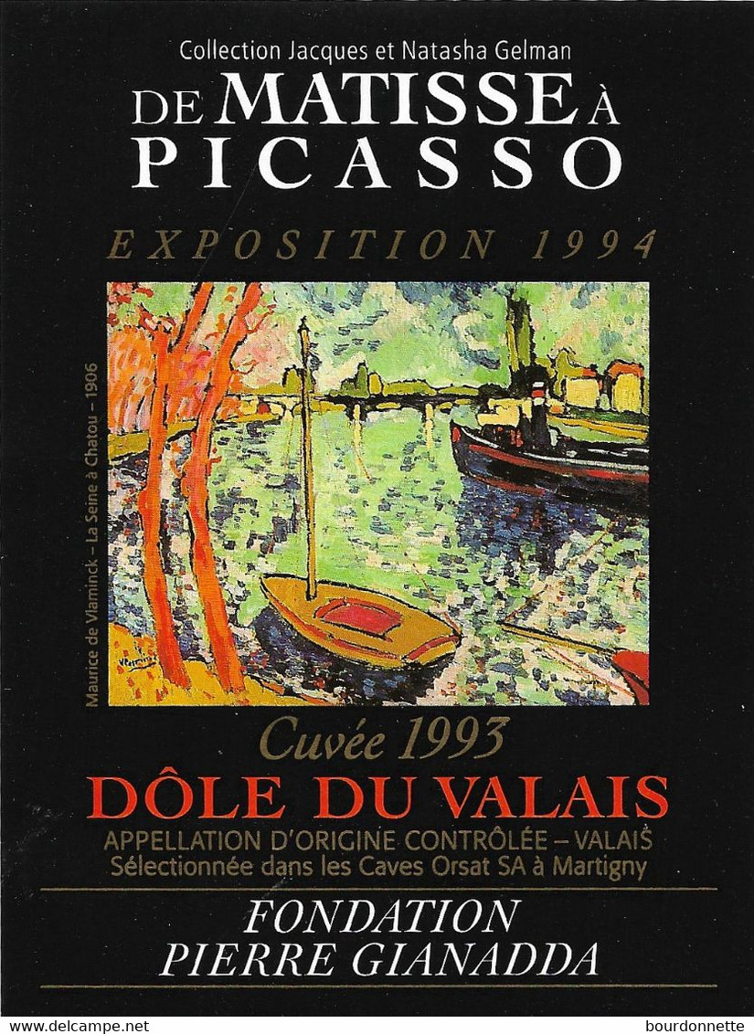 THEME TABLEAU / ETIQUETTE DE VIN CHARDONNAY DU VALAIS CUVEE 1993 / PICASSO-SUISSE-1- - Art