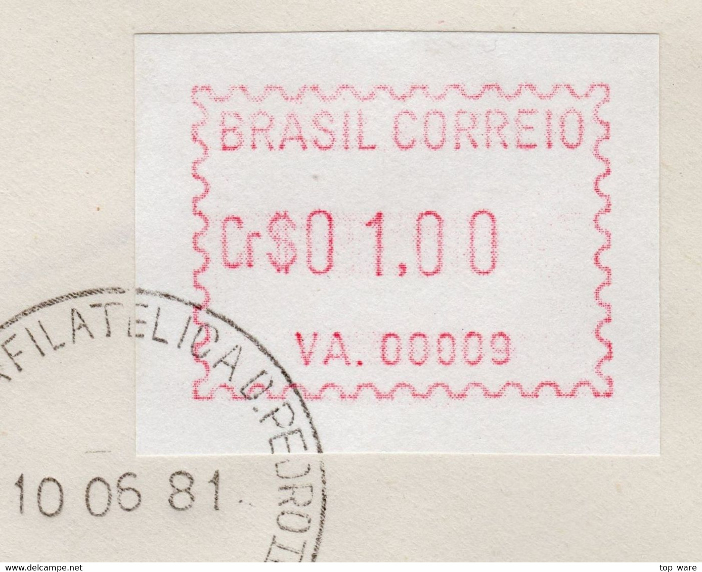 Brazil Brasilien ATM VA.00009 / 1,00 Cr$ On FDC São Paulo Agencia Central / Frama CVP Automatenmarken - Franking Labels