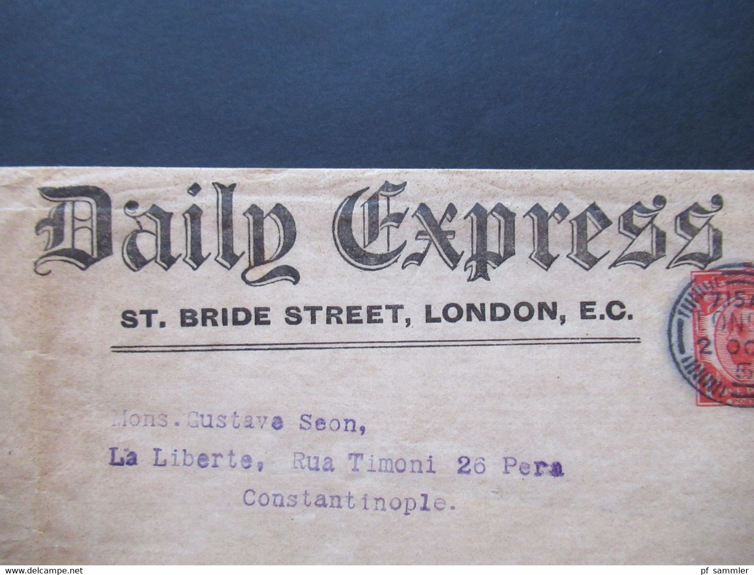 GB 1913 Streifband / Privatausgabe Daily Express London An La Liberte Rua Timoni 26 Pera In Constantinople - Brieven En Documenten
