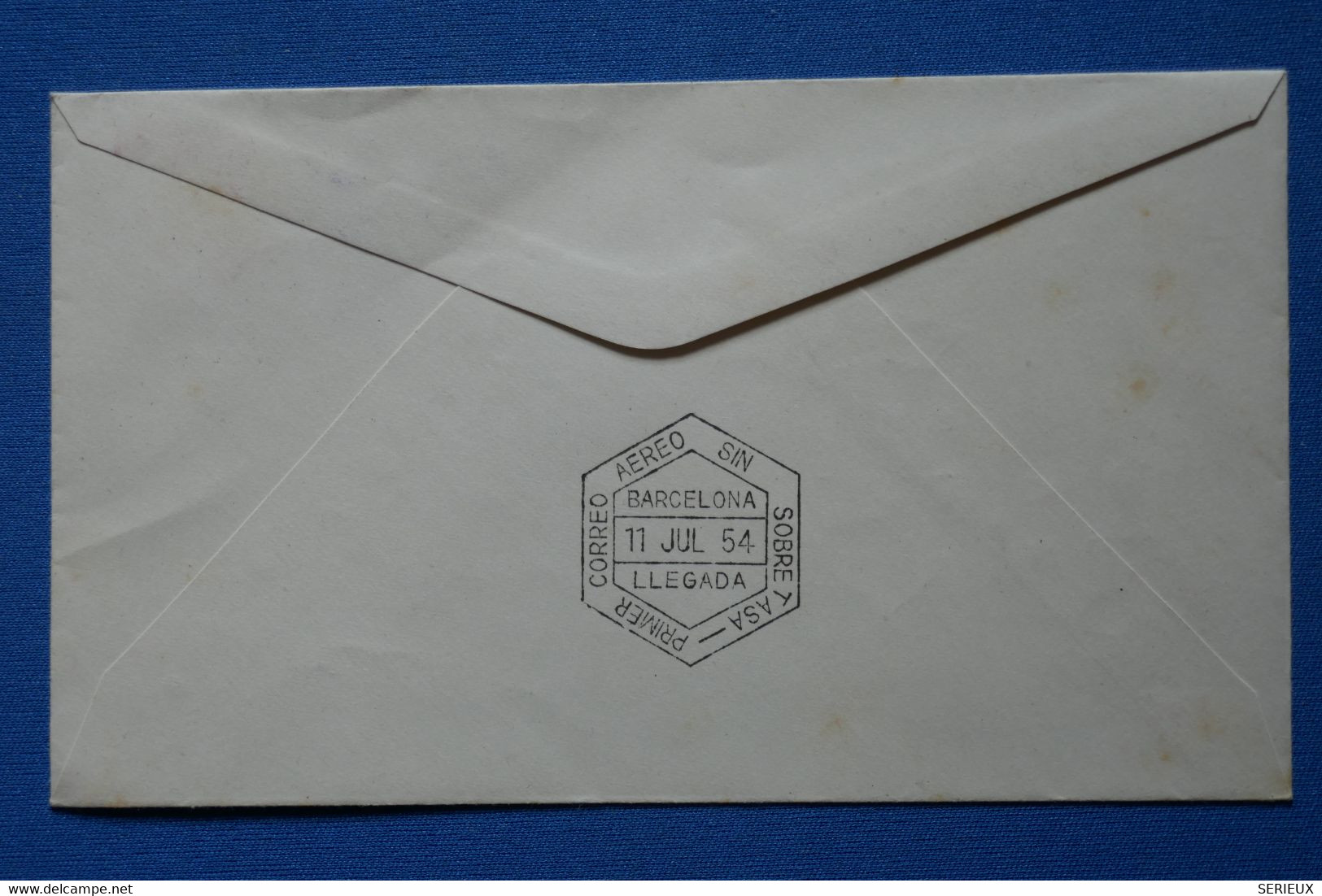 P24 ESPAGNE BELLE LETTRE 1954  PREMIER VOL BARCELONA MADRID+ AFFRANCHISSEMENT PLAISANT - Cartas & Documentos