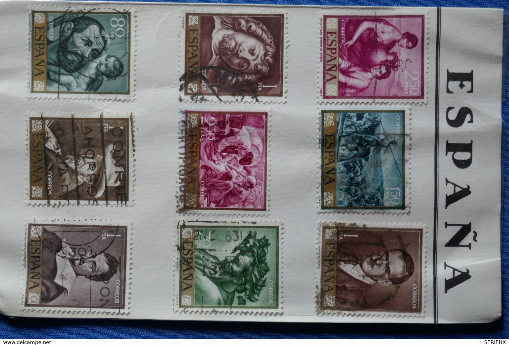 P24 ESPAGNE LOT DE TIMBRES OBL 1960  SUR PRESENTOIR+ AFFRANCHISSEMENT PLAISANT - Usati