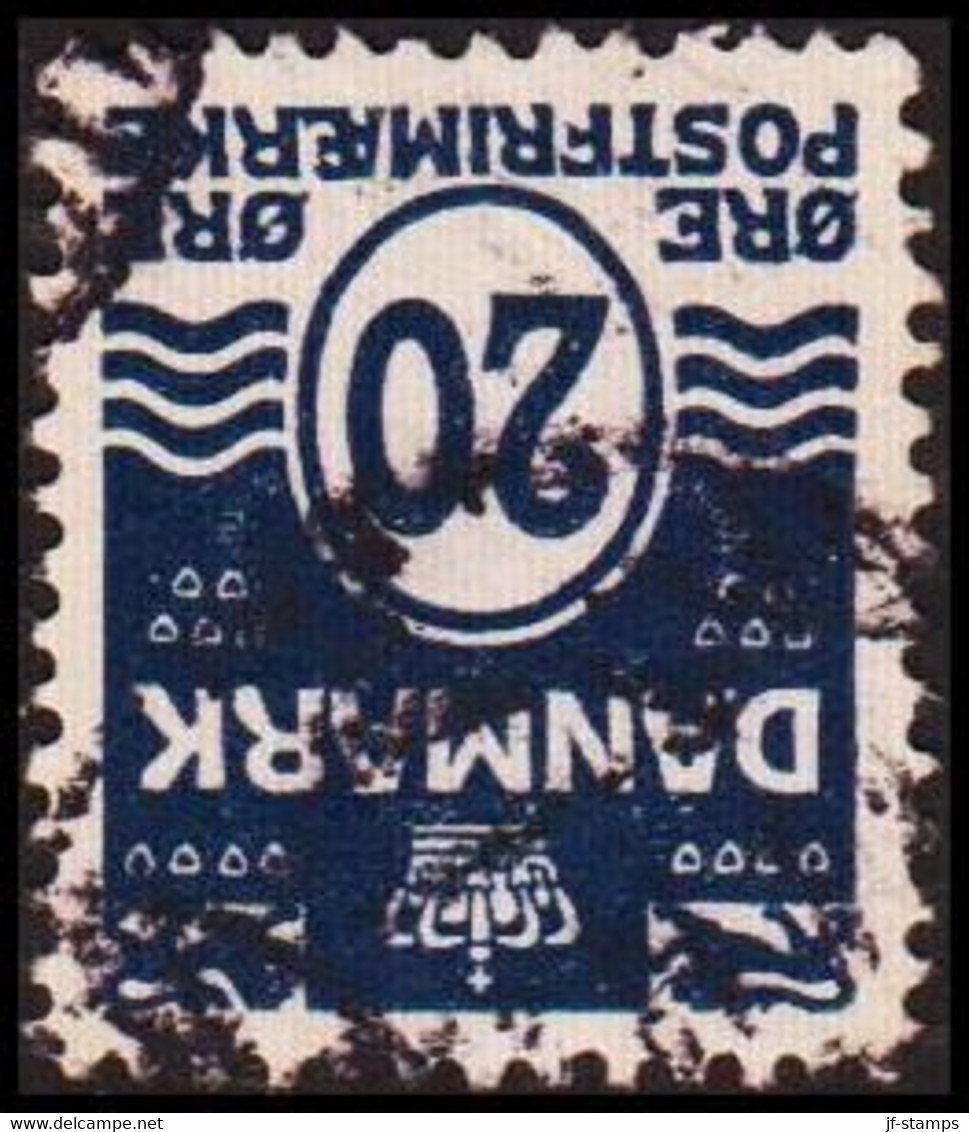 1912. Numeral. 20 Øre Dark Blue With Inverted Watermark (Michel 65 Abart) - JF417800 - Unused Stamps