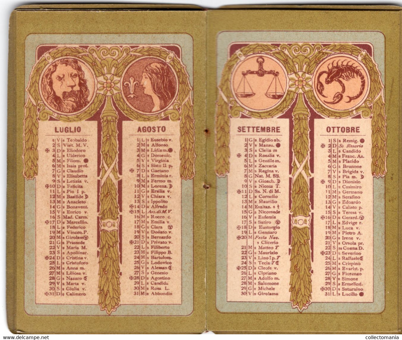 Carnet Booklet calendrier 1921 Symbool Parfumerie Sirio Milaan