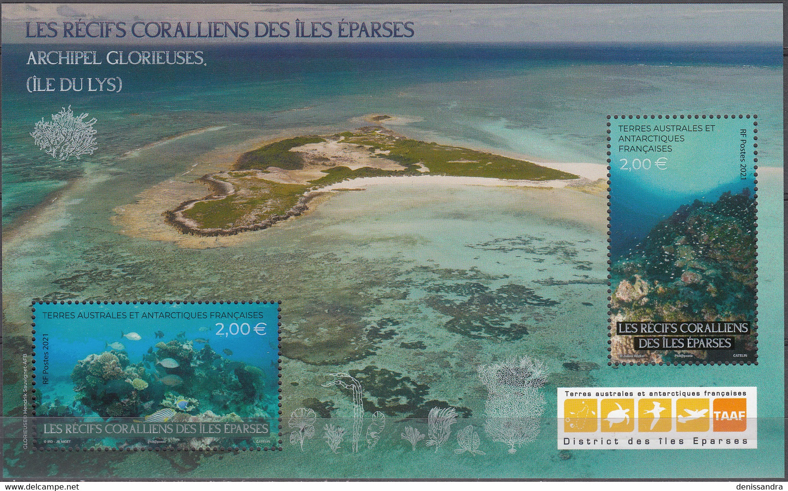 TAAF 2021 Bloc Feuillet Les Récifs Coralliens Des îles Eparses Neuf ** - Blokken & Velletjes