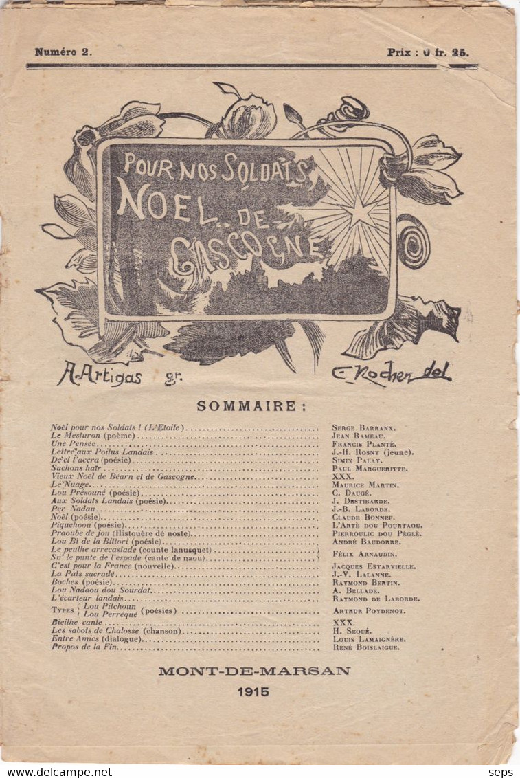 Journal Gascon Destiné Aux Soldats De Mont De Marsan -  Noël 1915 - Documenten