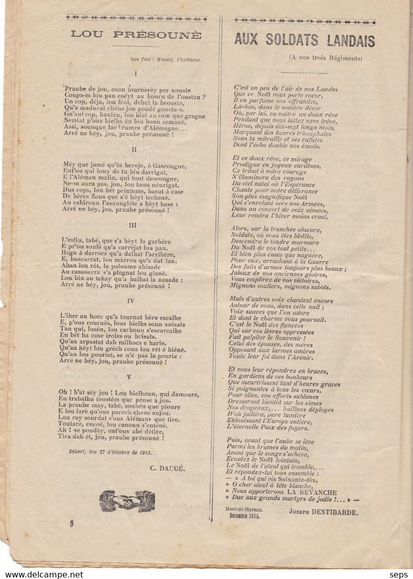 Journal Gascon destiné aux soldats de Mont de Marsan -  Noël 1915