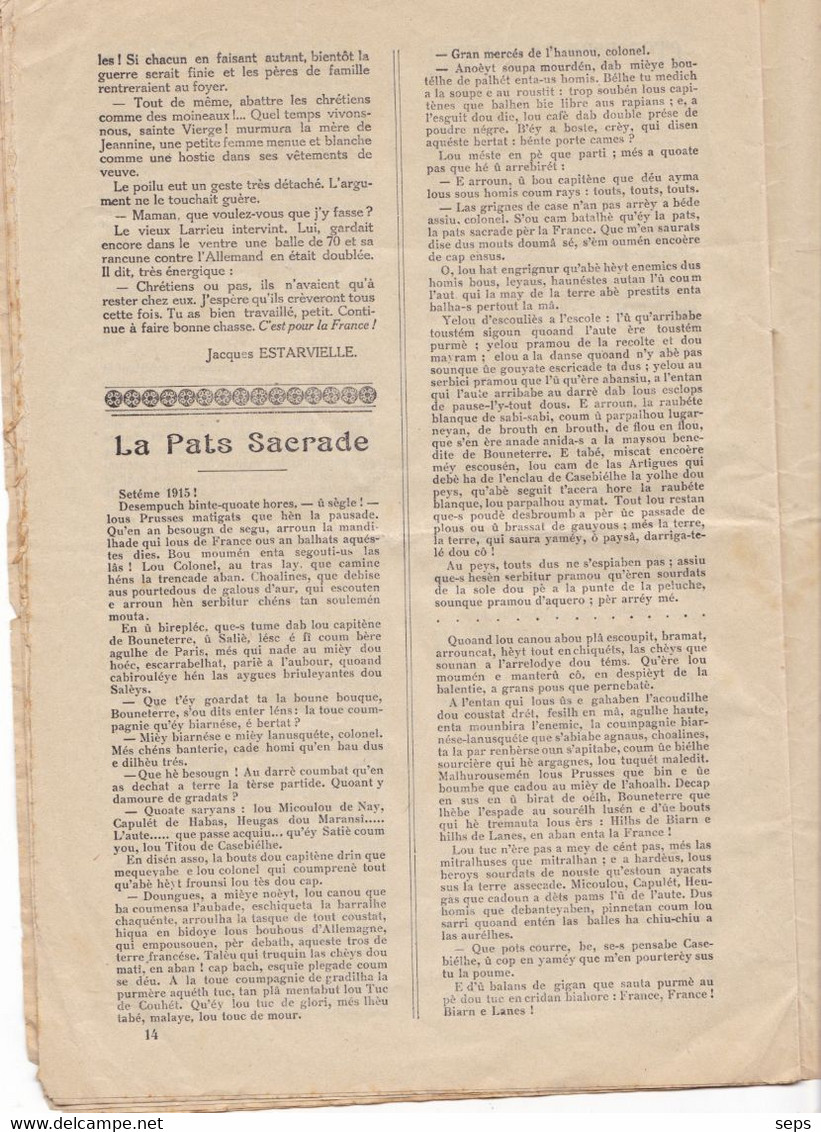 Journal Gascon destiné aux soldats de Mont de Marsan -  Noël 1915