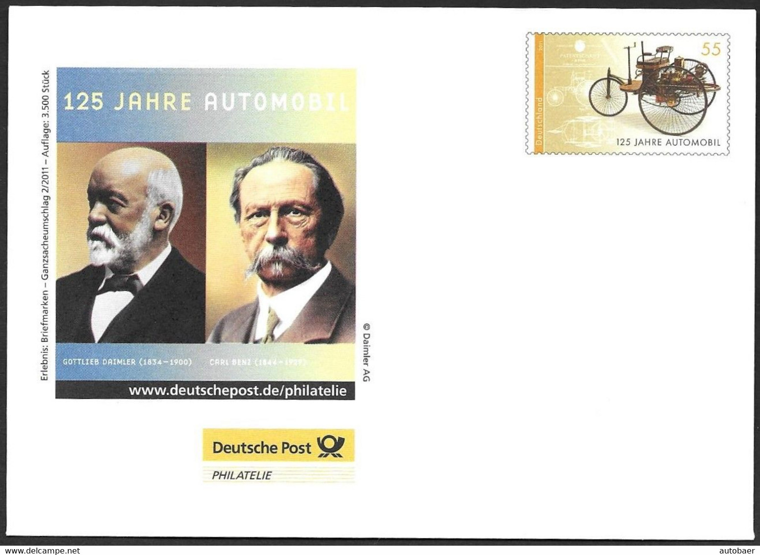 BRD 2011 Erlebnis Briefmarken 125 Jahre Automobil MiNr EB Z 10  Postfrisch Mint MNH Neuf ** - Private Covers - Mint