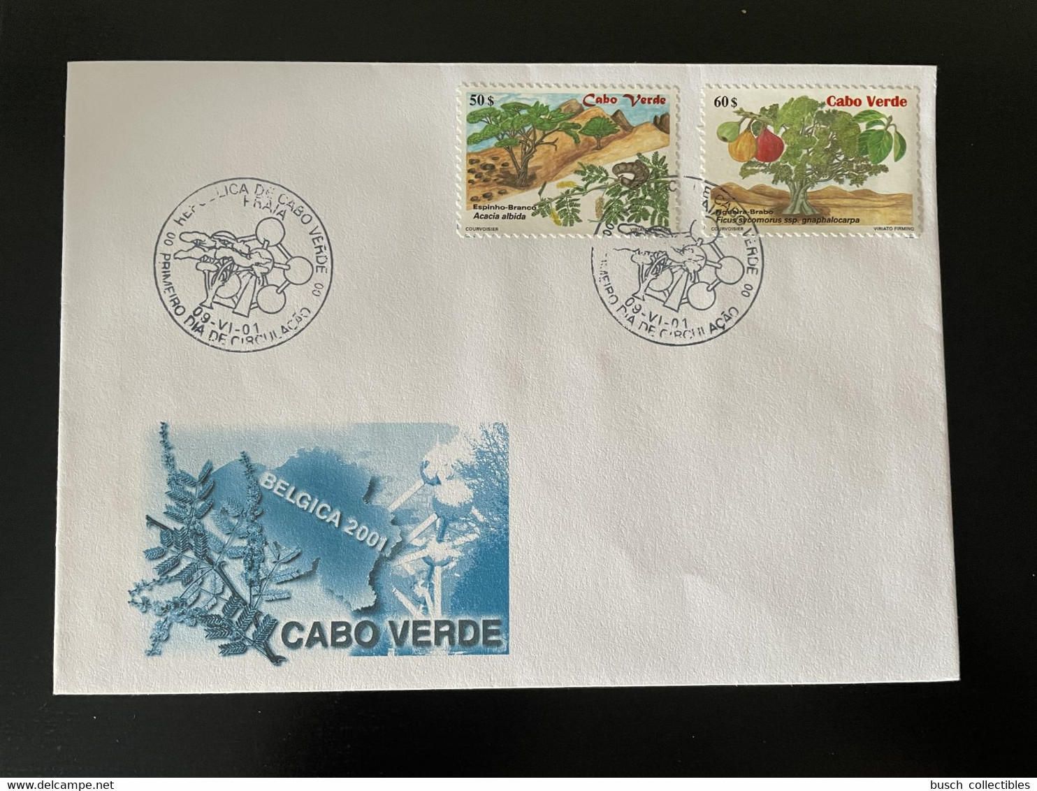 Cape Kap Verde Cabo Verde 2001 Mi. 792 - 793 FDC Expo Belgica Baum Arbre Tree Atomium Bruxelles Brussels - Briefmarkenausstellungen