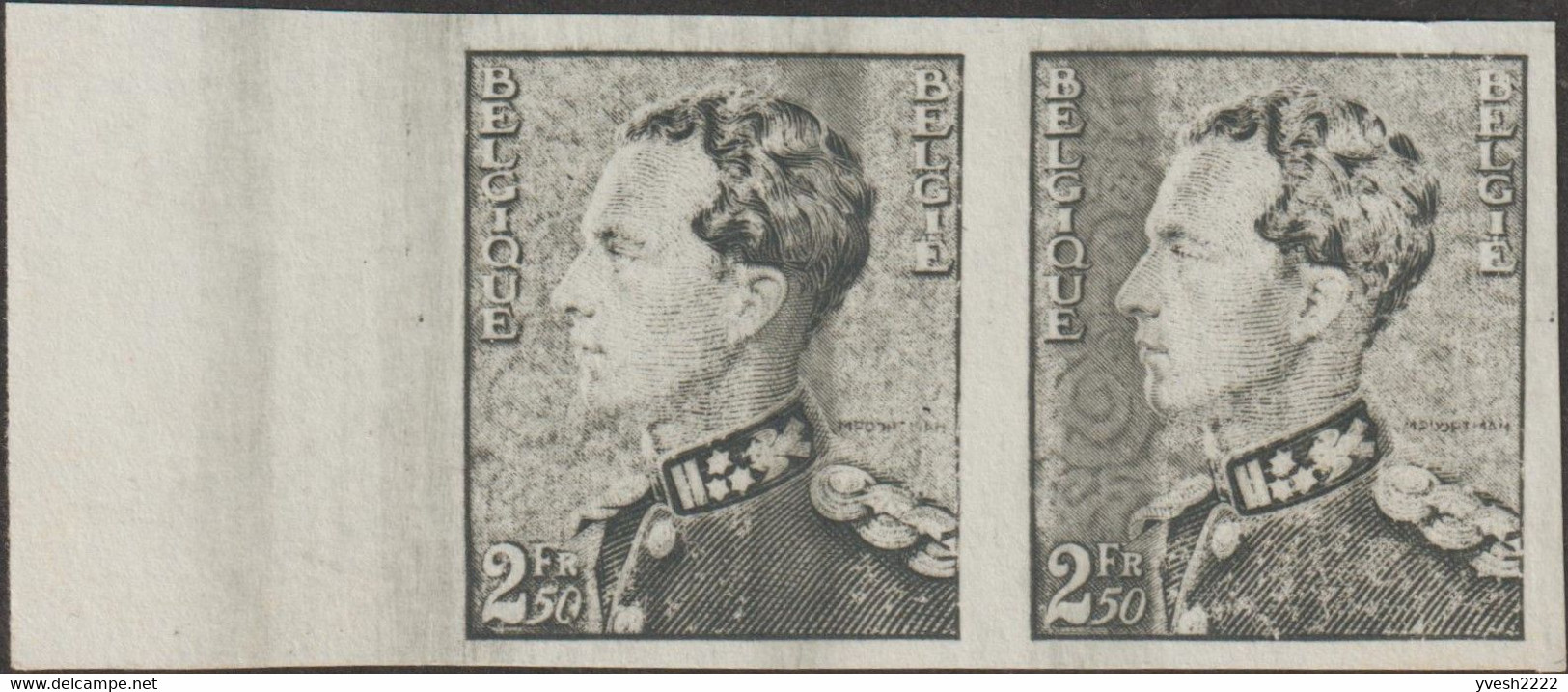 Belgique 1940 COB 530. Paire Et Bloc De 4, Essais. 2.50 F Poortman, Sans Gomme Tels Qu'émis - Proofs & Reprints