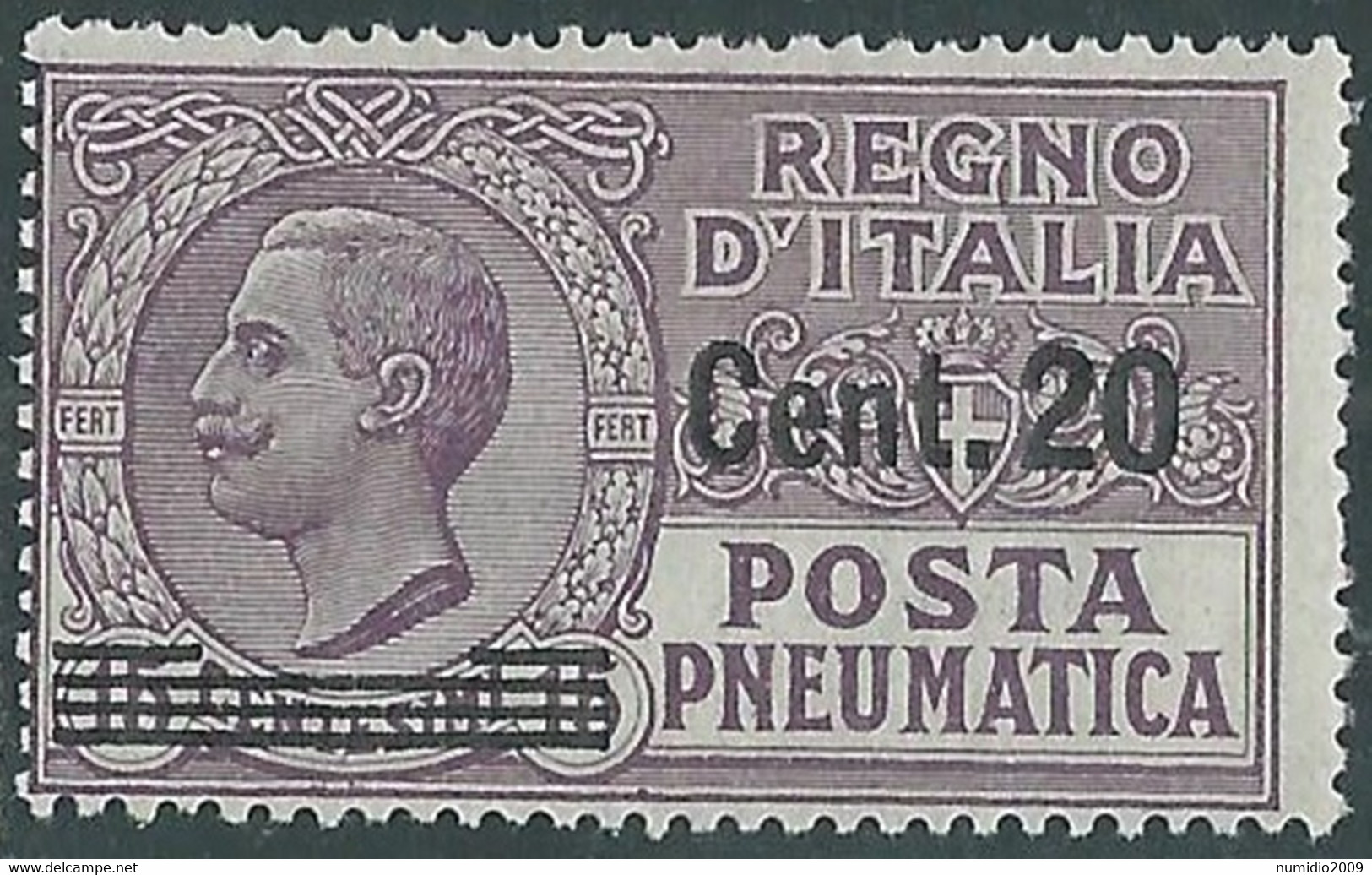 1924-25 REGNO POSTA PNEUMATICA SOPRASTAMPATO 20 SU 15 CENT MH * - RE13-9 - Pneumatic Mail