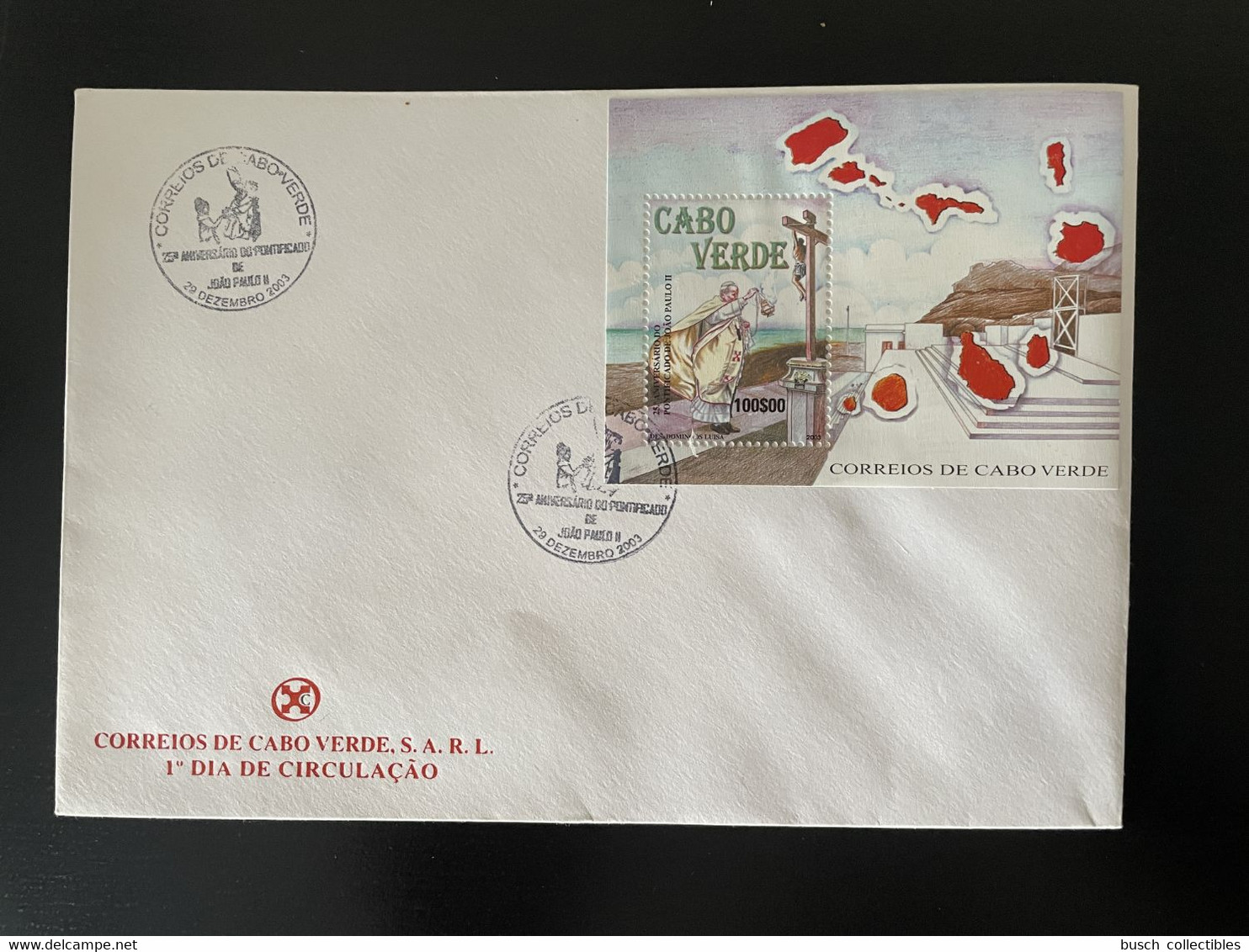 Cape Kap Verde Cabo Verde 2003 Mi. Bl. 38 FDC Papa Joao Paulo II Pope Papst Pape John Johannes Paul - Kaapverdische Eilanden