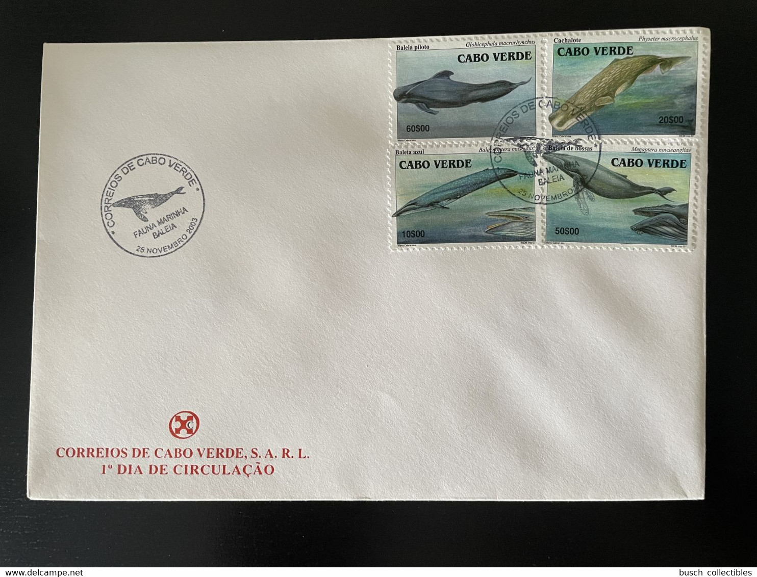 Cape Kap Verde Cabo Verde 2003 Mi. 834 - 837 FDC Baleia Wal Baleine Whale Faune Marine Fauna - Cape Verde