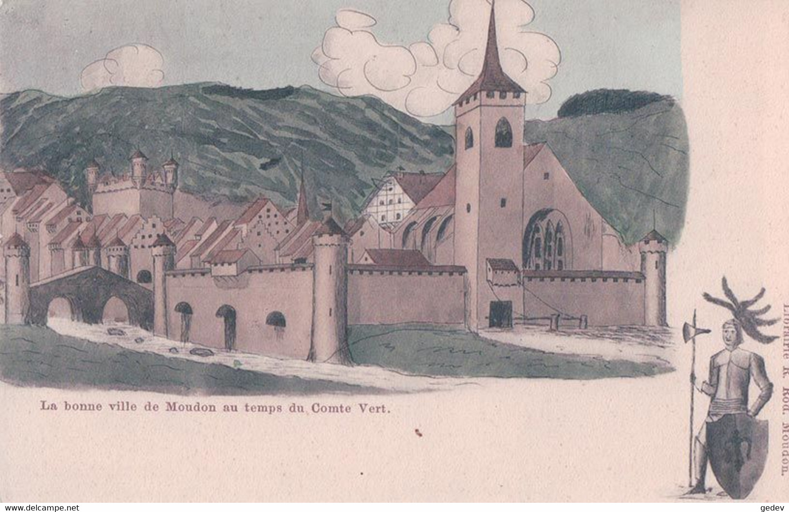 Moudon VD Au Temps Du Comte Vert, Litho (712) - Moudon