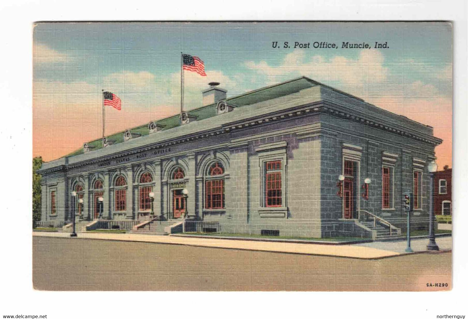 Muncie, Indiana, USA. "U. S. Post Office, Muncie, Ind.". Old Linen Postcard - Muncie