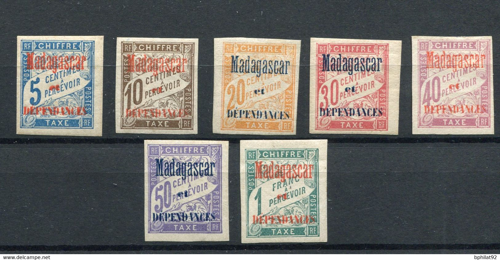 !!! MADAGASCAR, SERIE TAXES N°1/7 NEUVE * (SAUF N°5 NEUVE SANS GOMME) - Timbres-taxe