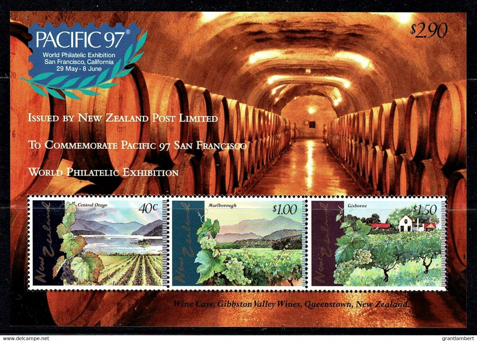 New Zealand 1997 PACIFIC 97 World Exhibition San Francisco Wine Minisheet MNH - Ongebruikt