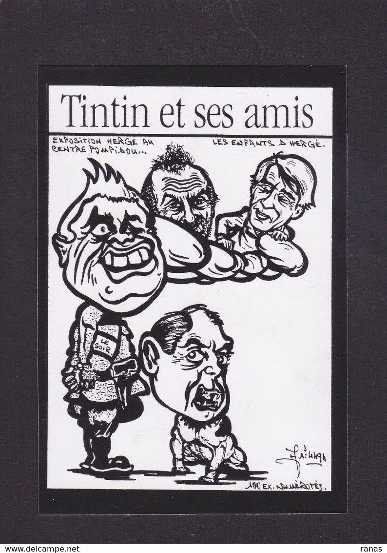 CPM Hergé Tintin Par Jihel Tirage Limité Signé 100 Ex. Numérotés Satirique Le Men Mégret Nice Jacques Médecin - Comics