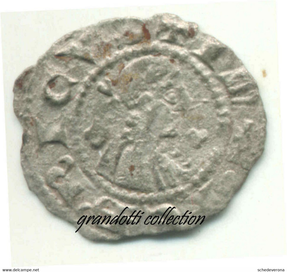 BERGAMO COMUNE DENARO PLANETO FEDERICO II 1250 MONETA ARGENTO - Monedas Feudales